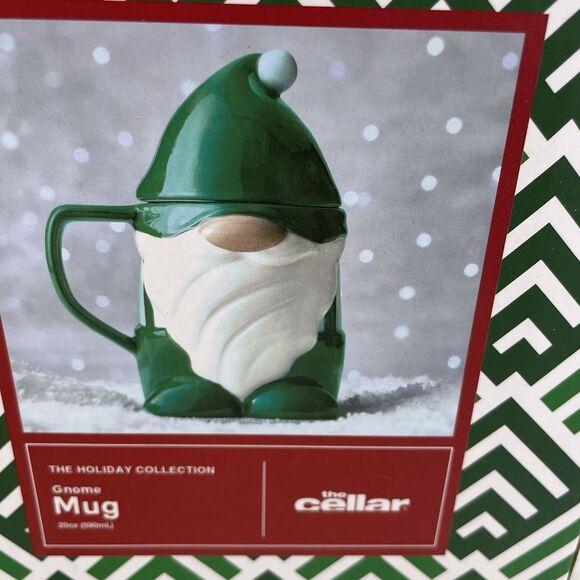 The Cellar The Holiday Collection Gnome Mug W/Lid 20 Oz New In Box - Picture 2 of 6